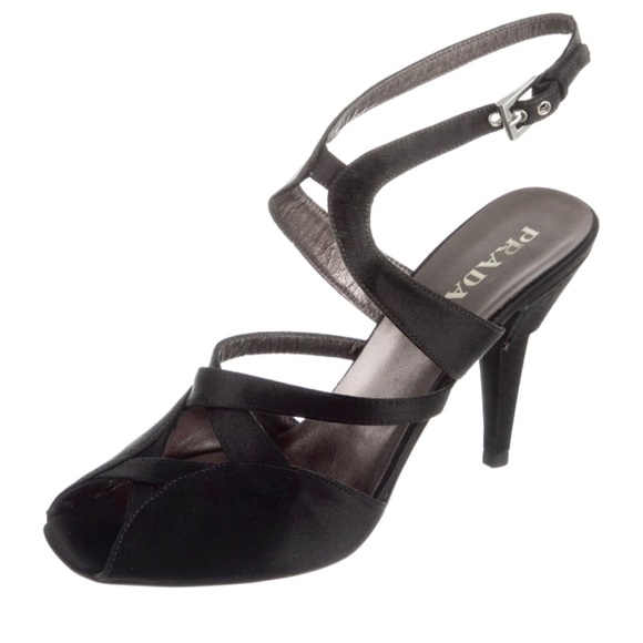 Prada Beautiful Black Satin Heels - Picture 3 of 11